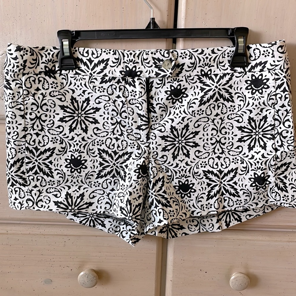 J crew black and white stretch shorts